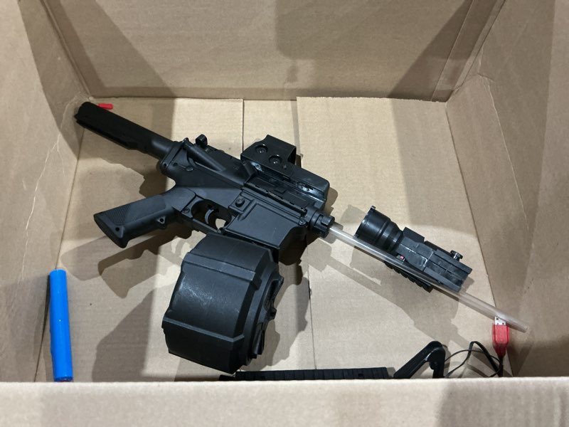 Condition photo showing As Is for biu blaster gel ball blaster 280+ fps,100+ ft range full size splatter ball blaster7.4v 1200mah battery electric automatic splat blaster for ages 14+ years outdoor game (black, mag+drum)