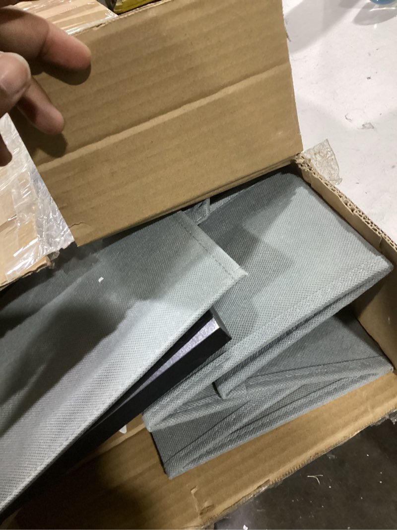 Condition photo showing As Is for (similar to )wlive 9-drawer dresser, fabric storage tower for bedroom, hallway, entryway, closet, tall chest organizer unit with fabric bins, steel frame, wood top, easy pull handle, dark grey a-dark grey