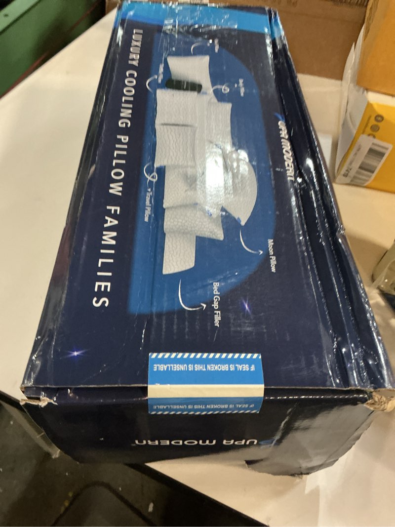 Condition photo showing New/Like New for Side Sleeper Pillow for Adults, King Size Cooling Pillow for Neck and Shoulder Pain Relief, Adjustable Firm Soft Shredded Memory Foam Pillows for Side Back Stomach Sleepers, Bed Pillows for Sleeping King (1 Count) Crescent White(cooling)