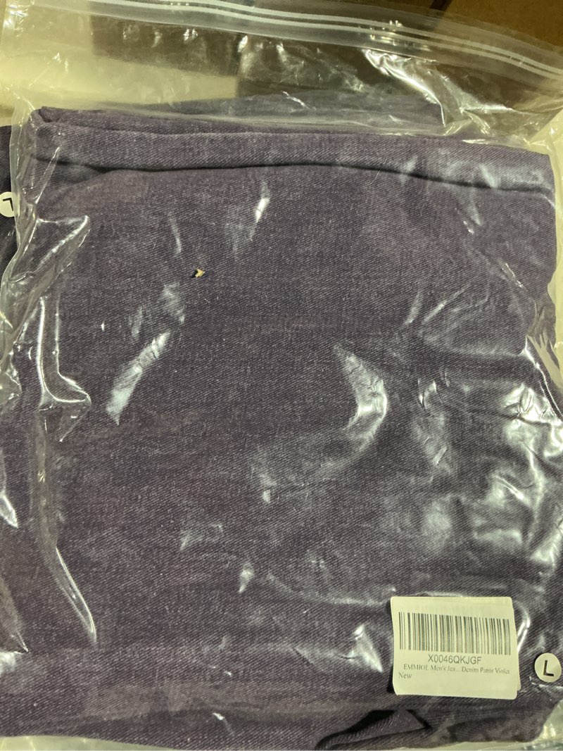 Condition photo showing New/Like New for EMMIOL Baggy Jeans Men Wide Leg,Y2k Hip Hop Skater Denim Cargo Pants Casual Loose Fit,Relaxed Long Trousers Violet Large