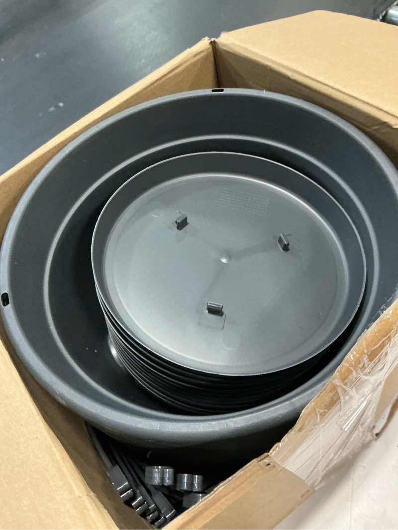 Condition photo showing Good Condition for roshtia 10 pcs 10 inch hanging baskets for plants large plastic hanging basket pots with drainage trays self watering planter pots for outdoor indoor plants flowers garden balcony (black) black 10