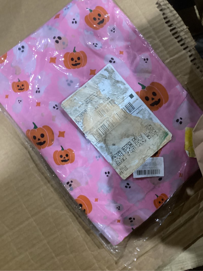Condition photo showing Good Condition for JarThenaAMCS 100 Sheets Halloween Tissue Paper Pink Pumpkin Ghost Gift Wrapping Paper Decorative Art Paper for Home Party DIY Crafts Supplies, 14 x 20 Inch
