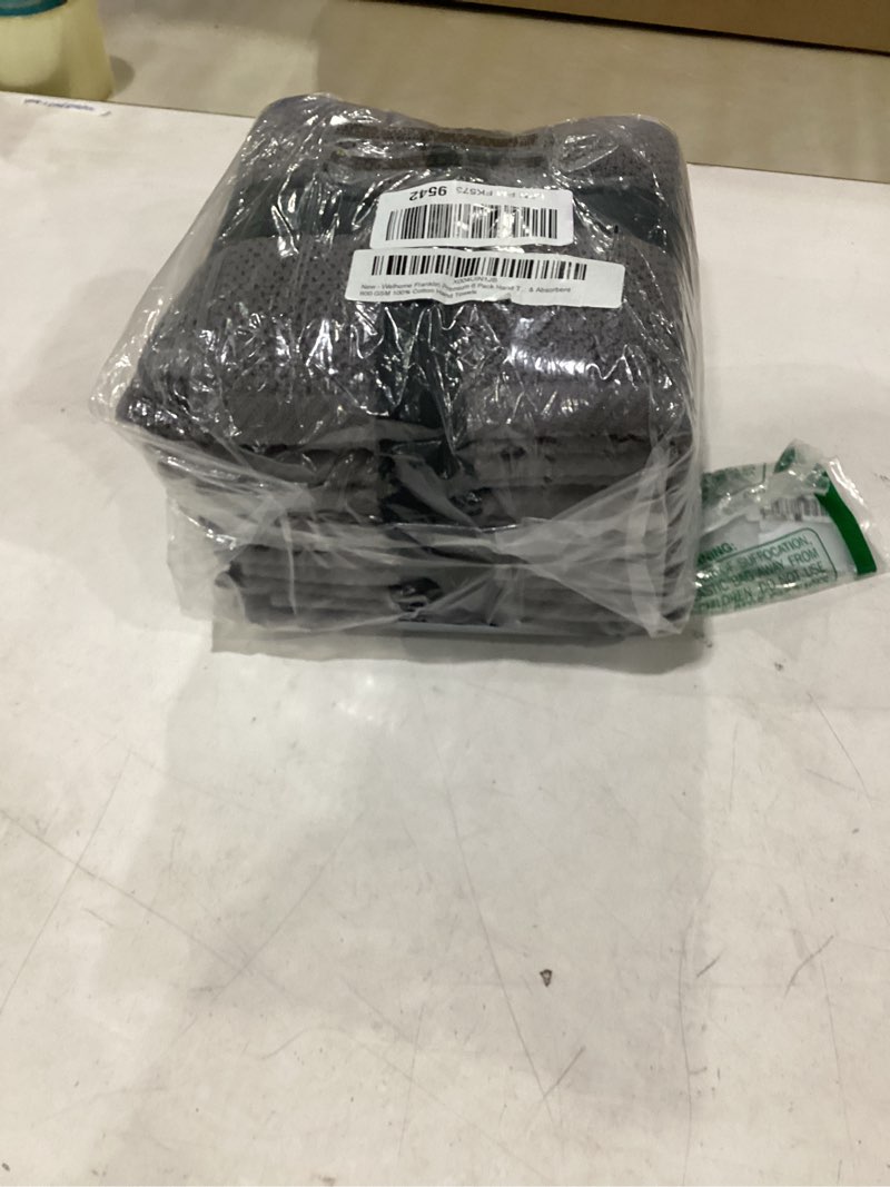 Condition photo showing As Is for welhome franklin premium 6 pack hand towels popcorn textured charcoal bathroom towels hotel & spa towels for bathroom soft & absorbent 600 gsm 100% cotton hand towels charcoal 6 piece hand towel