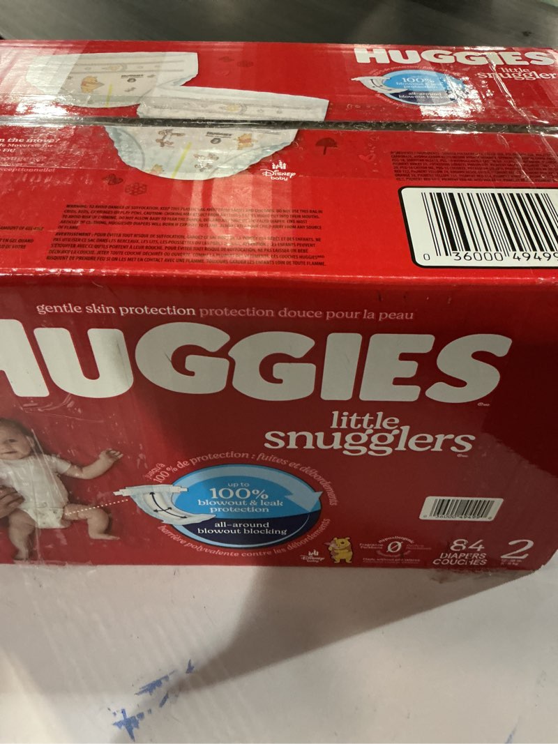 Condition photo showing New/Like New for Huggies Size 2 Diapers, Little Snugglers Baby Diapers, Size 2 (12-18 lbs), 84 Count, Packaging May Vary Size 2 84