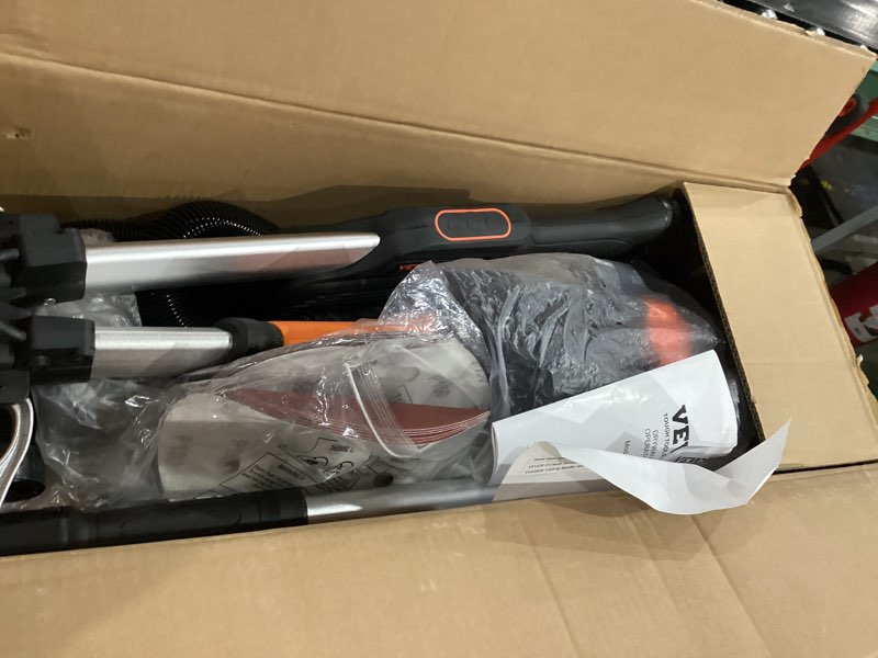 Condition photo showing As Is for VEVOR Wall Smoother, 900W Electric Tool with 12 Sanding Discs, 800 to 1800 RPM Speed, 3 Vacuum Hoses, Collapsible for Ceiling Use, Dual LED Lights, Telescoping Handle, and Built-in Dust Collector
