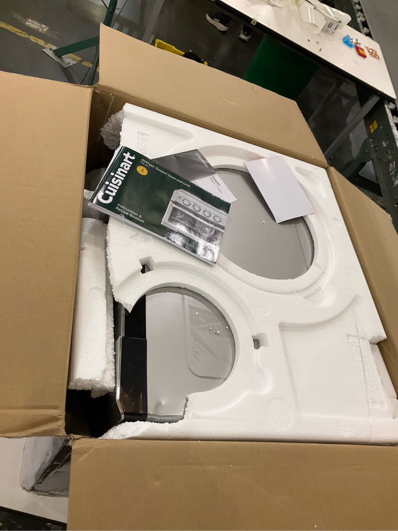 Condition photo showing As Is for Farberware 1.6 Cu. Ft. Countertop Microwave Oven – 1100 Watts Power, Smart Sensor Auto Cook Settings, Defrost, Easy Clean and Child Safety Lock - Stainless 1.6 Cu. Ft. Stainless Steel