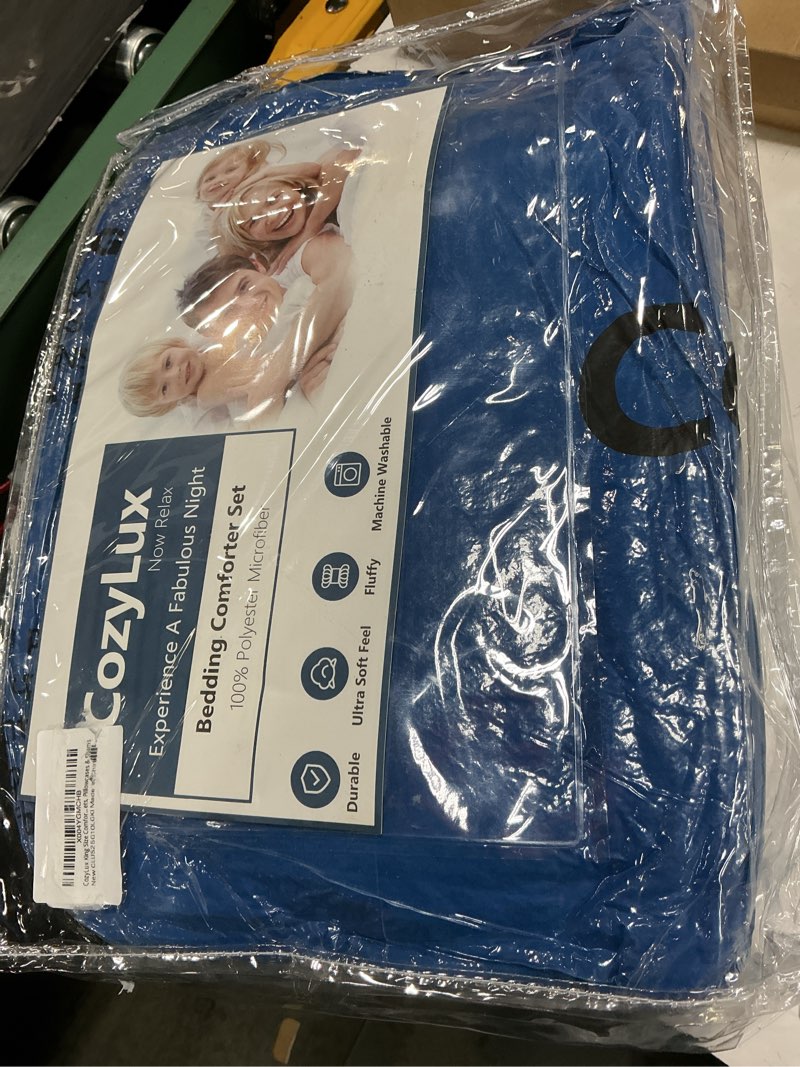 Condition photo showing New/Like New for cozylux king size comforter set classic blue - 7 pieces bed in a bag king, luxury soft bed set for all seasons, bedding set with down alternative comforter, sheets, pillowcases & shams classic blue king