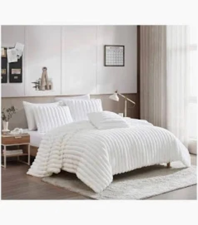 bedsure king size comforter set - gentlesoft™ 3 pieces fluffy double-side fleece comforter set, cozy