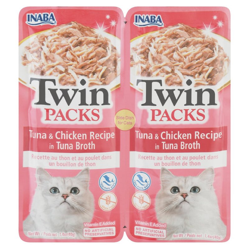 Best by 08/28/2026 INABA TWIN PACKS TUNA & Chicken Recipe In Tuna Broth 8/2.8oz