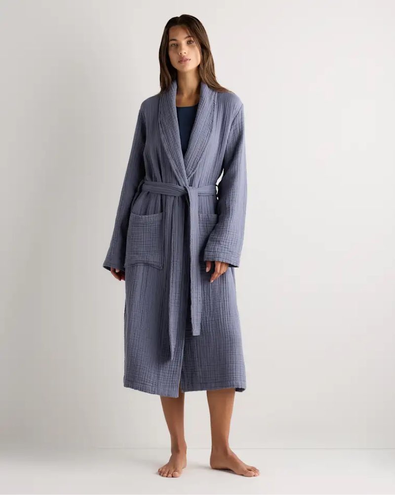 soft layered turkish cotton robe color: twilight blue size: l
