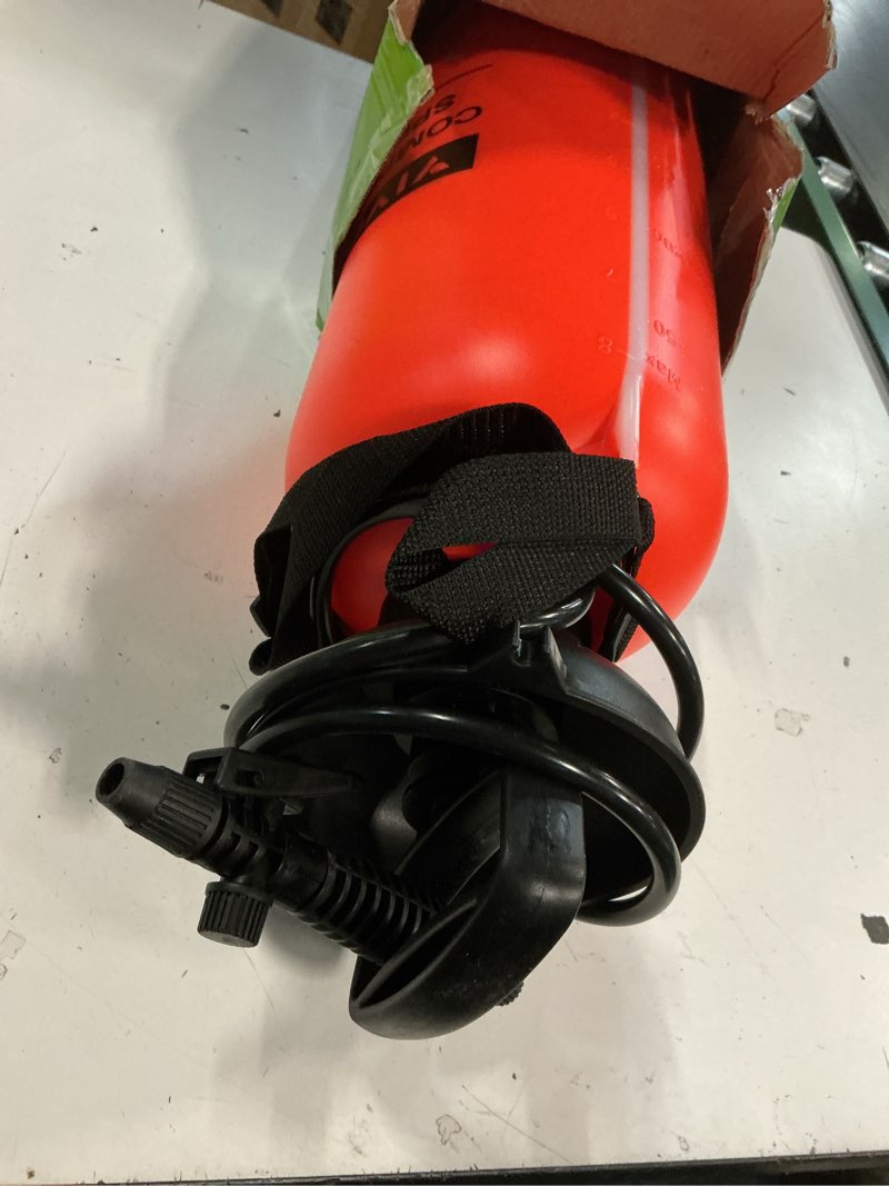Condition photo showing Good Condition for vivosun pump sprayer 2 gallon, pressurized lawn & garden water spray bottle with adjustable shoulder strap, pressure relief valve, for spraying plants, garden watering and cleaning 2.1 gallons orange