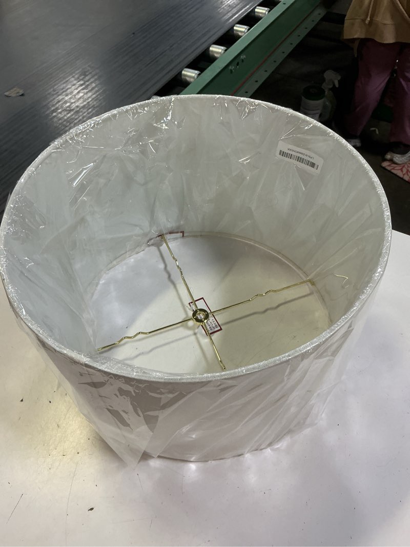 Condition photo showing New/Like New for royal designs, inc. hb-610-16lnwh shallow drum hardback lamp shade, 15 x 16 x 10, linen white 15 x 16 x 10 linen white