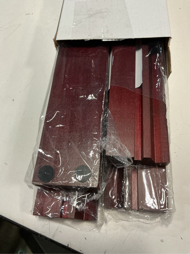Condition photo showing Good Condition for Yellow Mountain Imports Dark Camphor Wooden Mahjong Game Racks with Pushers, 18 Inches - Set of 4 (Includes Magnetically Attached Mahjong Pushers)