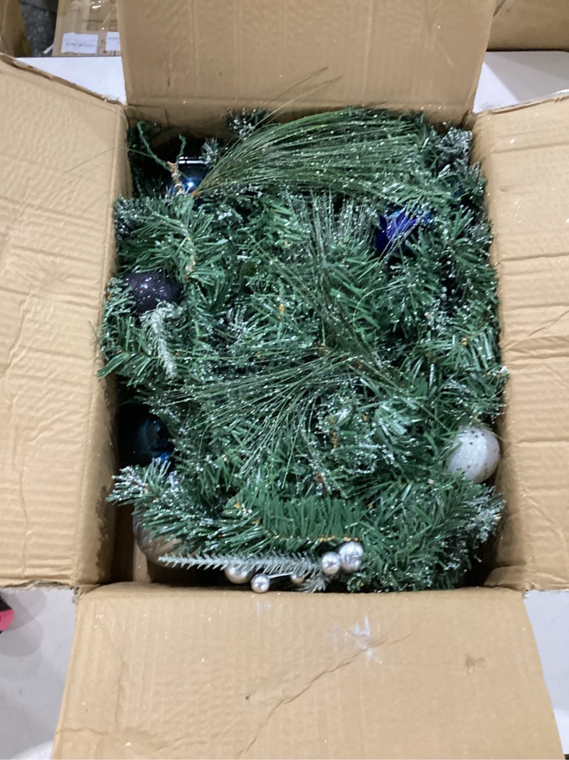 Condition photo showing New/Like New for valery madelyn 9 feet pre-lit christmas garland with lights for mantle, lighted outdoor xmas garland with silvery blue ball & ribbons for home stairs fireplace table centerpiece indoor holiday decor