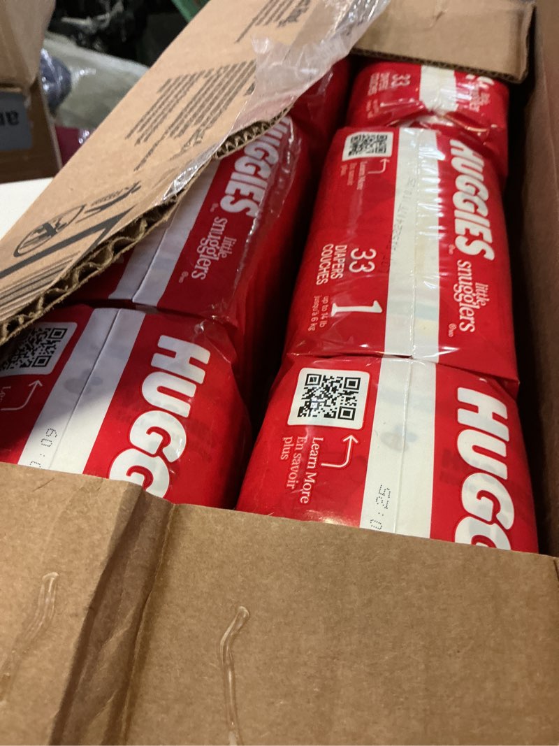 Condition photo showing New/Like New for huggies size 1 diapers, little snugglers diapers, size 1 (8-14 lbs), 198 count (6 packs of 33), packaging may vary size 1 198