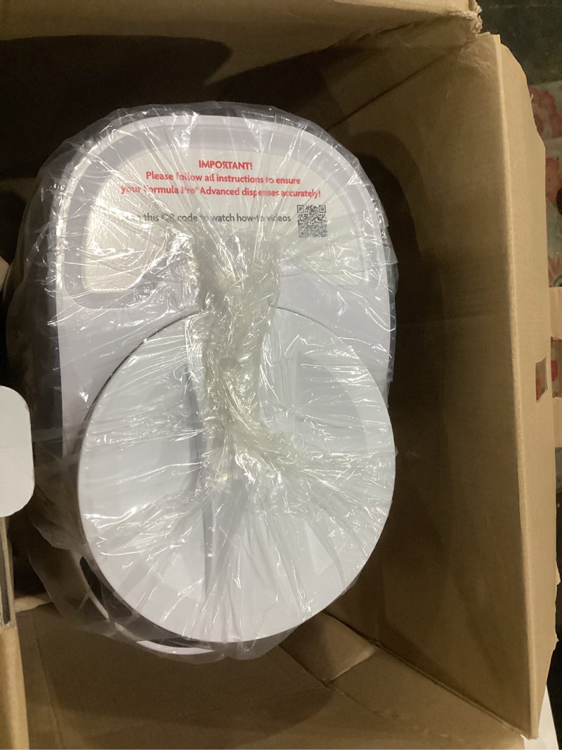 Condition photo showing New/Like New for Not tested!!! Baby Brezza New and Improved Formula Pro Advanced Formula Dispenser Machine - Automatically Mix a Warm Formula Bottle Instantly - Easily Make Bottle with Automatic Powder Blending, White