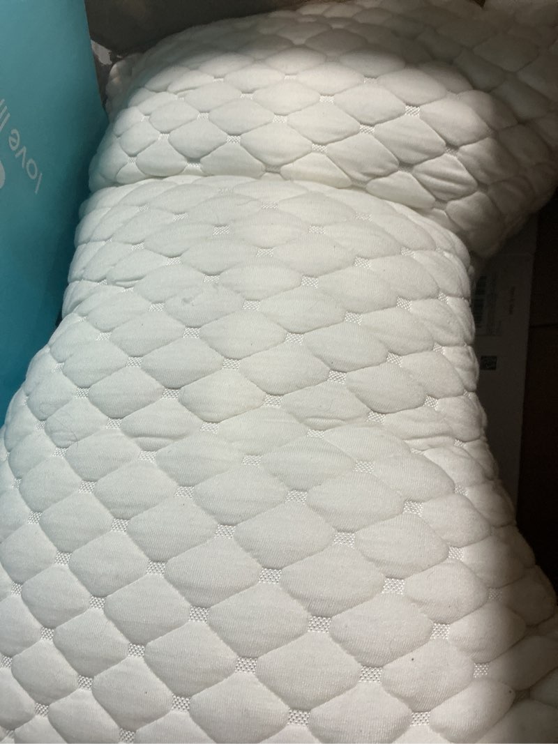 Condition photo showing As Is for lofe side sleeper pillows for adults - curved pillow with 3 compartments for neck pain relief, adjustable crescent pillow side sleeper with supportive certipur-us shredded memory foam, 19 * 29in white
