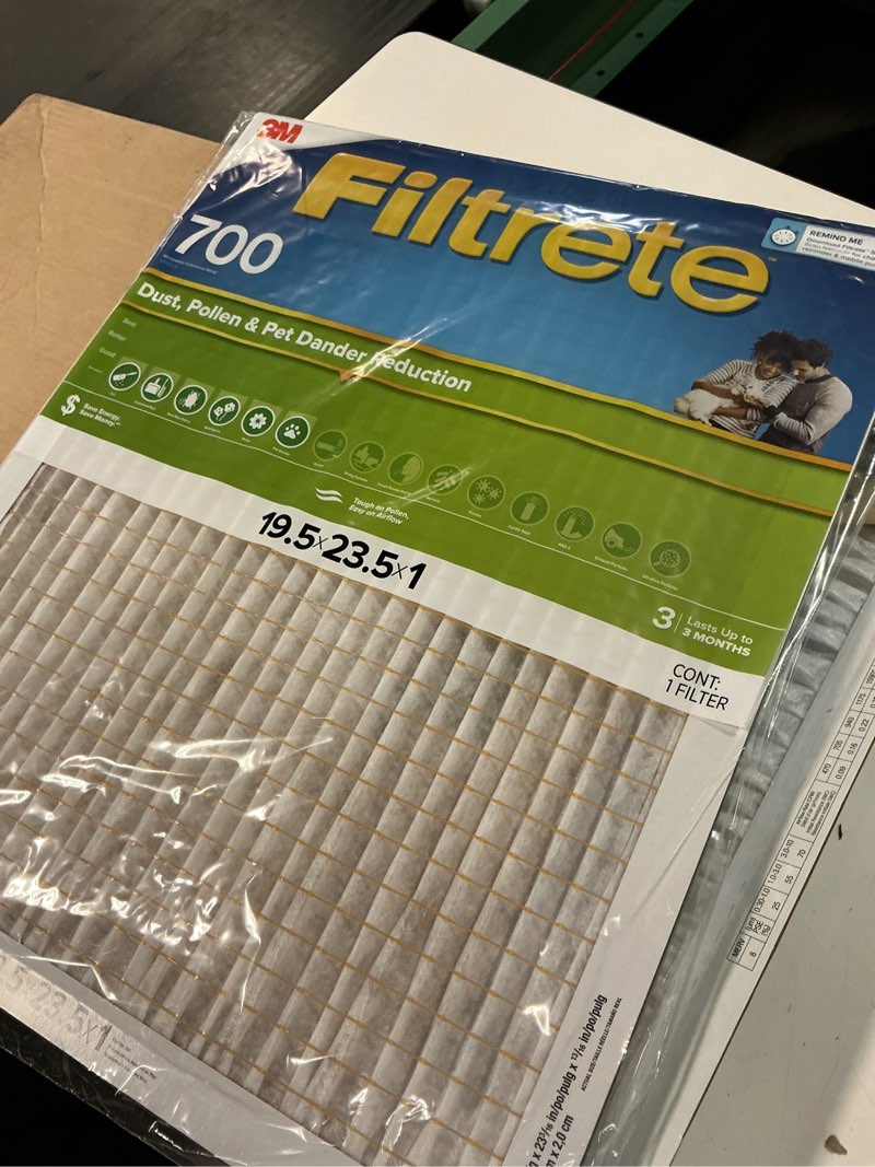 Condition photo showing As Is for filterbuy 19.5x23.5x1 air filter merv 8 dust & allergy defense (4-pack) | electrostatic pleated hvac ac furnace filters replacement, made in usa (actual size: 19.38 x 23.38 x 0.75)