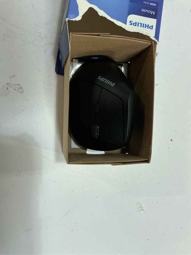 Condition photo showing Good Condition for Philips Ergonomic Mouse - Vertical Mouse with 800/1200/1600 Adjustable DPI, 6 Silent Buttons Design for S/M Hands, Auto Power Saving, Light Weight, 2.4GHz Wireless Mouse for Laptop, Desktop, PC-Black