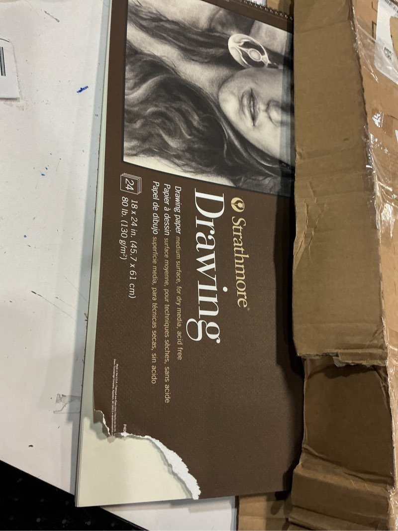 Condition photo showing As Is for Strathmore 400-8 400 Series Drawing Pad, 18"x24", Ivory/Cream, 24 Sheets, Medium Ivory/Cream 18x24