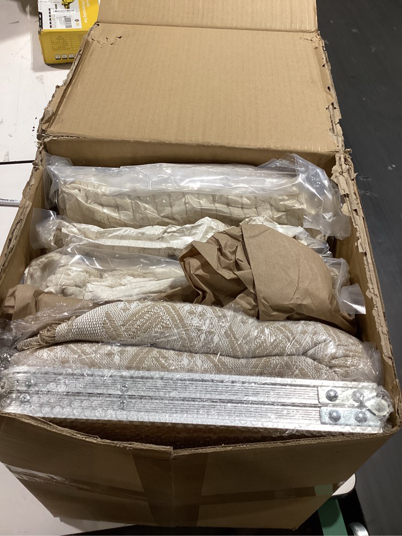 Condition photo showing Good Condition for 9 pcs extra large outdoor boho picnic blanket 91'' x 71'' folding camping table beige white table runner 6 throw pillow with pillow cores woven cotton yarn for camping garden beach wedding