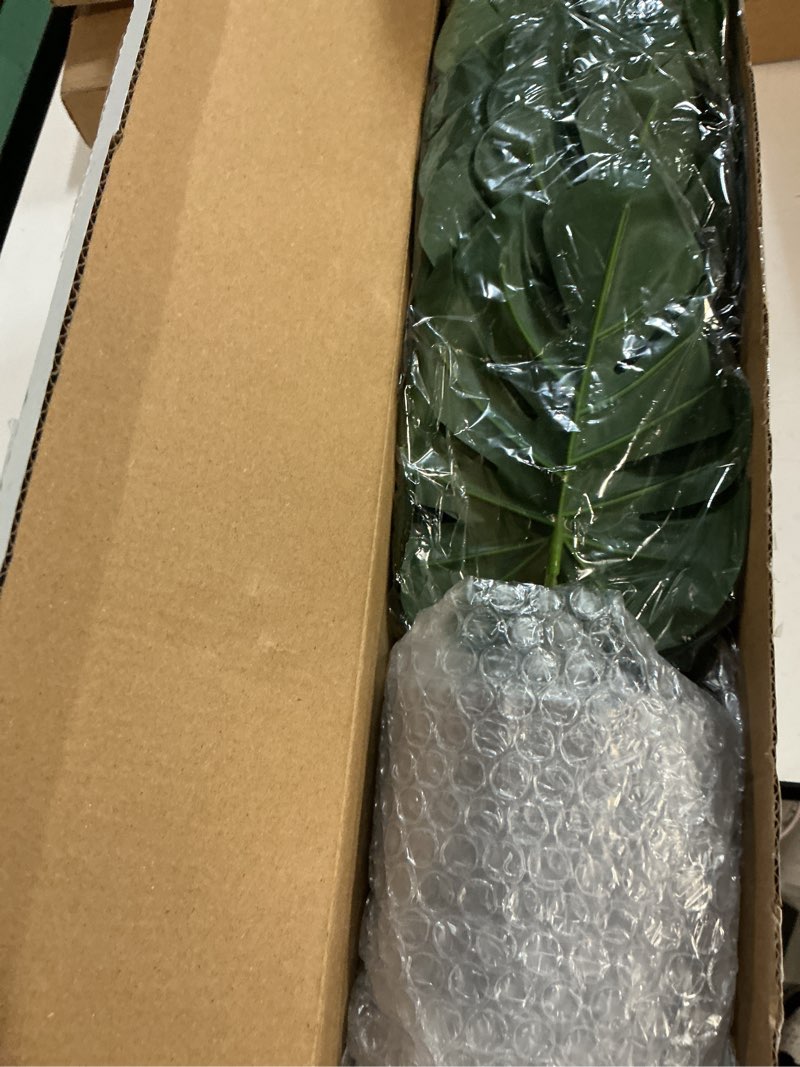 Condition photo showing New/Like New for 2pcs fake plants 16" faux plants artificial tropical plants indoor for home office desk kitchen bathroom table shelf decor taro leaf and monstera leaf