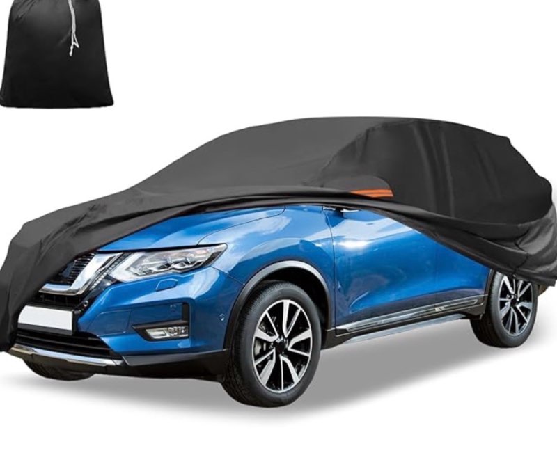 A ABSOPRO Full Exterior Cover with Driver Door Zipper Car Cover Waterproof All Weather for Nissan X-