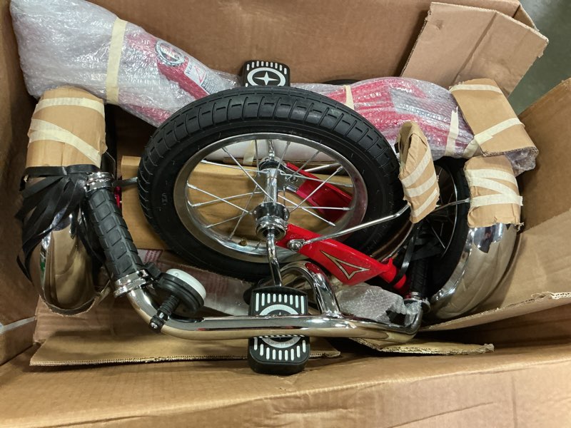 Condition photo showing Good Condition for Schwinn Roadster Tricycle, 12 Inch Front Wheel Bike for Kids Ages 2-4, Low Center of Gravity, Retro Steel Frame, Adjustable Seat Grows with your Child, Rear Deck, Tricycle for Toddlers Red Classic Tricycle