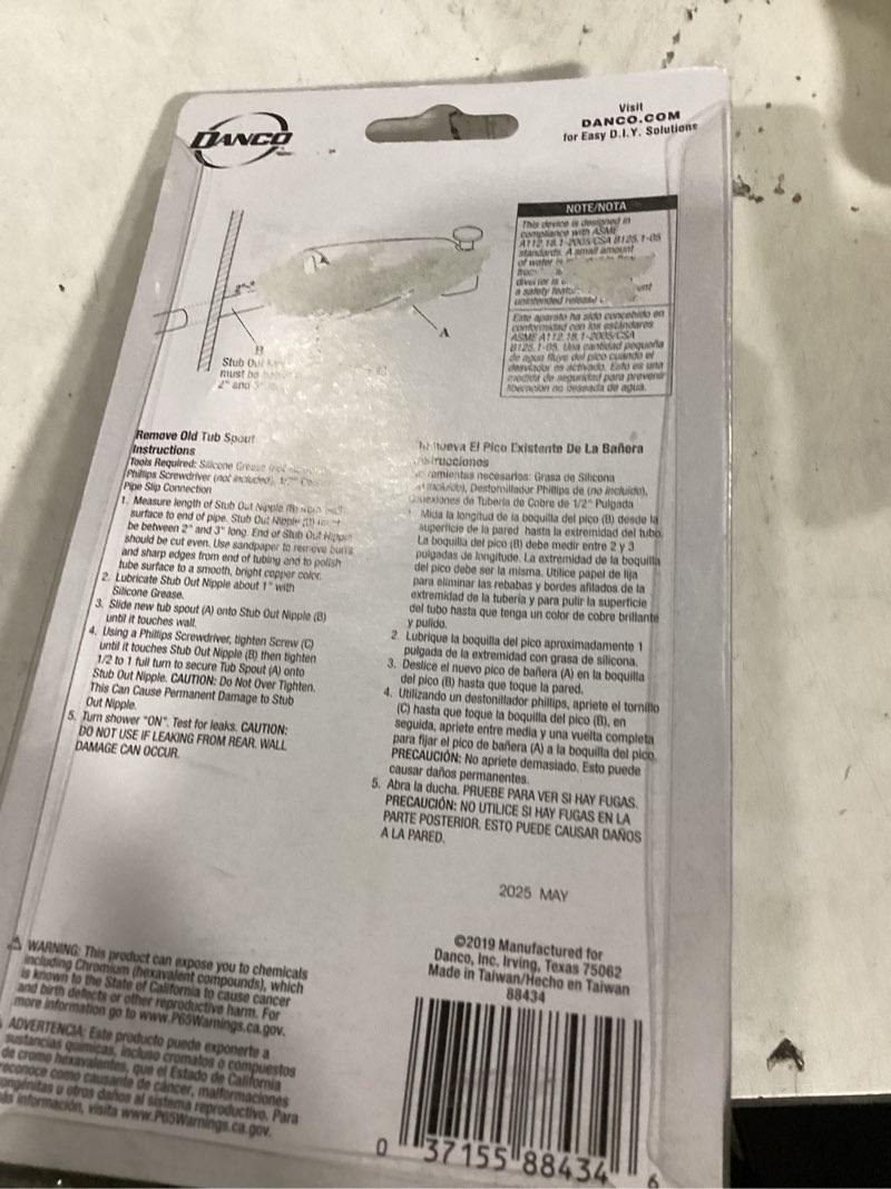 Condition photo showing Good Condition for Danco Chrome Universal Fit Bathtub Spout With Diverter