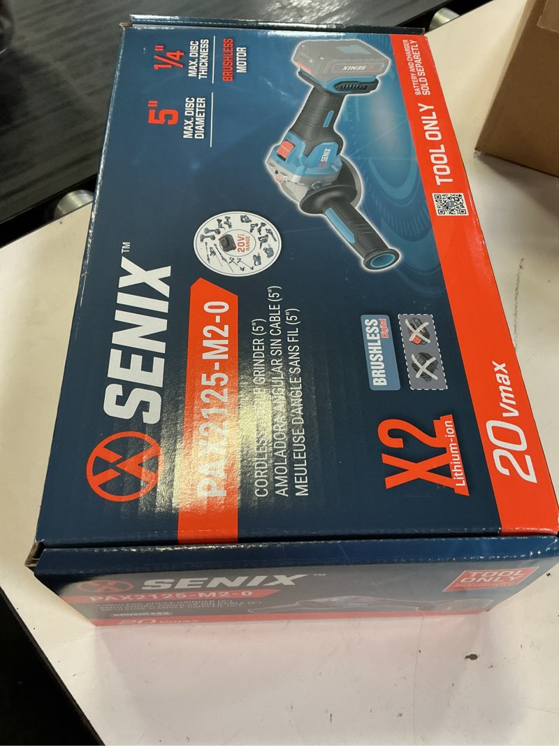 Condition photo showing New/Like New for senix x2 5-in 20-volt sliding switch brushless cordless angle grinder (battery and charger not included)