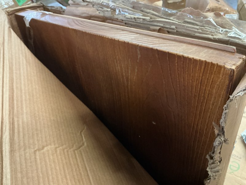 Condition photo showing As Is for Industrial 41.3inch Height Bar Table Vintage Pipe Design Bistro Table Rustic Kitchen Dining Breakfast Desk Farmhouse Office Computer Desk Wooden Top Pub Coffee Table Brown 23.6inch Width