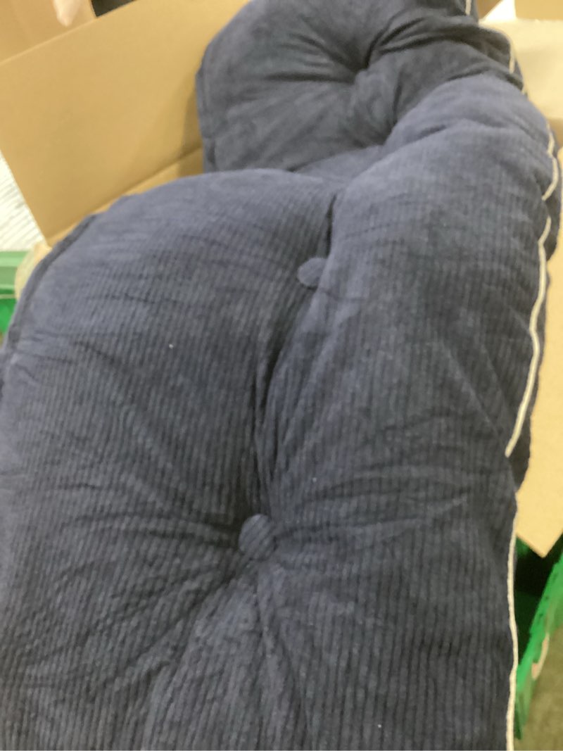 Condition photo showing As Is for Sasttie Headboard Pillow Queen, Wedge Pillow Headboard for Sitting Up in Bed, Back-Rest Support Triangular Cushion for Reading - Features Removable Washable Cover, Navy