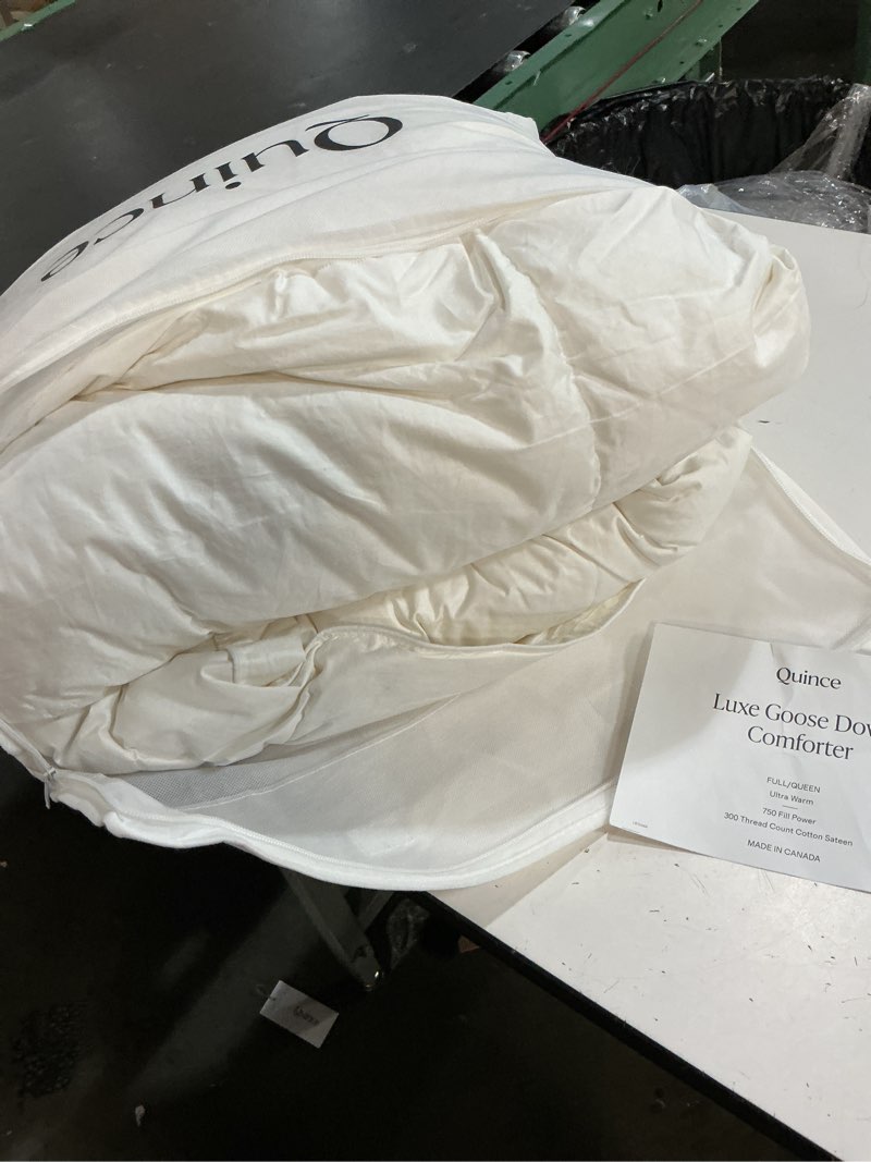 Condition photo showing As Is for  quince luxe goose down comforter full/queen white