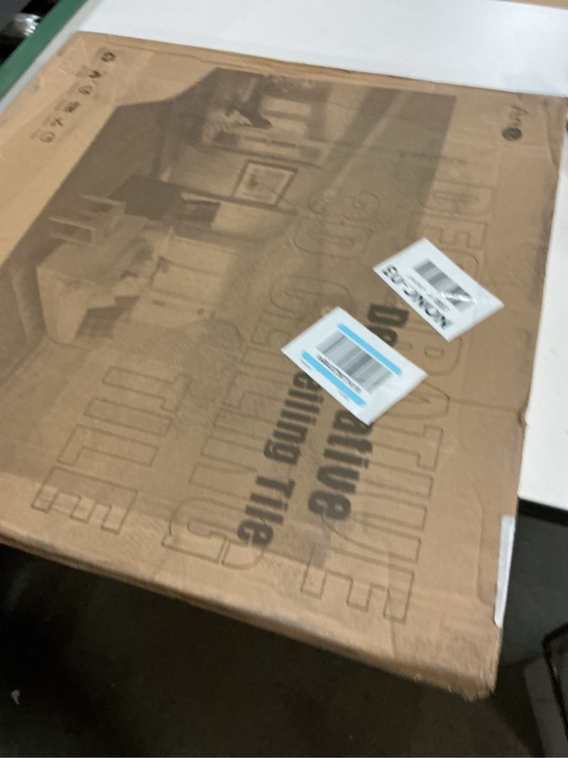 Condition photo showing New/Like New for art3d drop ceiling tiles 24x24 in black (12-pack, 48 sq.ft), wainscoting panels glue up 2x2 12pcs 24"x24" classical black