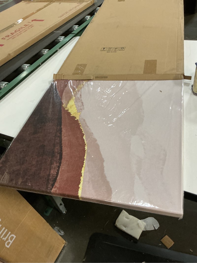 Condition photo showing Good Condition for lky art abstract wall art mountain landscape modern brown and gold tones decor canvas print 20"x40" for living room bedroom home office wall decoration 40"l x 20"w gold