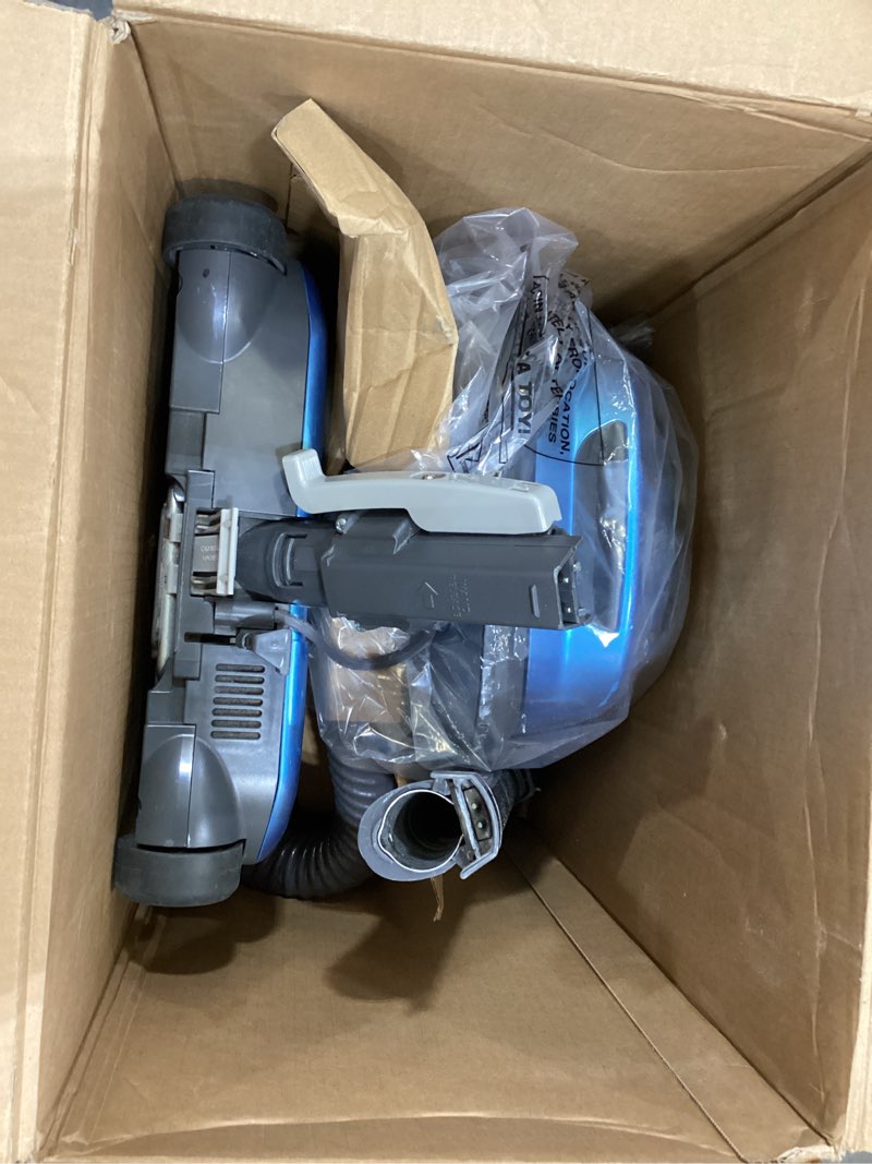 Condition photo showing As Is for kenmore bc3005 pet friendly lightweight bagged canister vacuum cleaner with extended telescoping wand, hepa, 2 motors, retractable cord, and 4 cleaning tools, blue