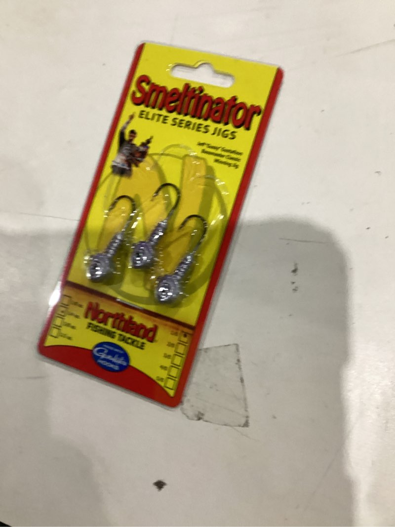 Condition photo showing New/Like New for Northland Fishing Tackle Smeltinator Jig Head, Premium Bass Fishing Lure for Swimbaits & Plastics, 3 Pack - 1/4 Oz Purple Silver 1/0 Hook