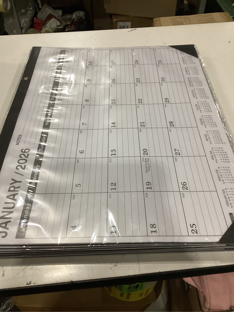 Condition photo showing New/Like New for desk calendar 2026(january 2026 - june 2027)?2026 desk calendar large 22 x17?2026 calendar,classic black,large calendar 2026-2027 with plastic cover 2026-2027-jan-1pcs
