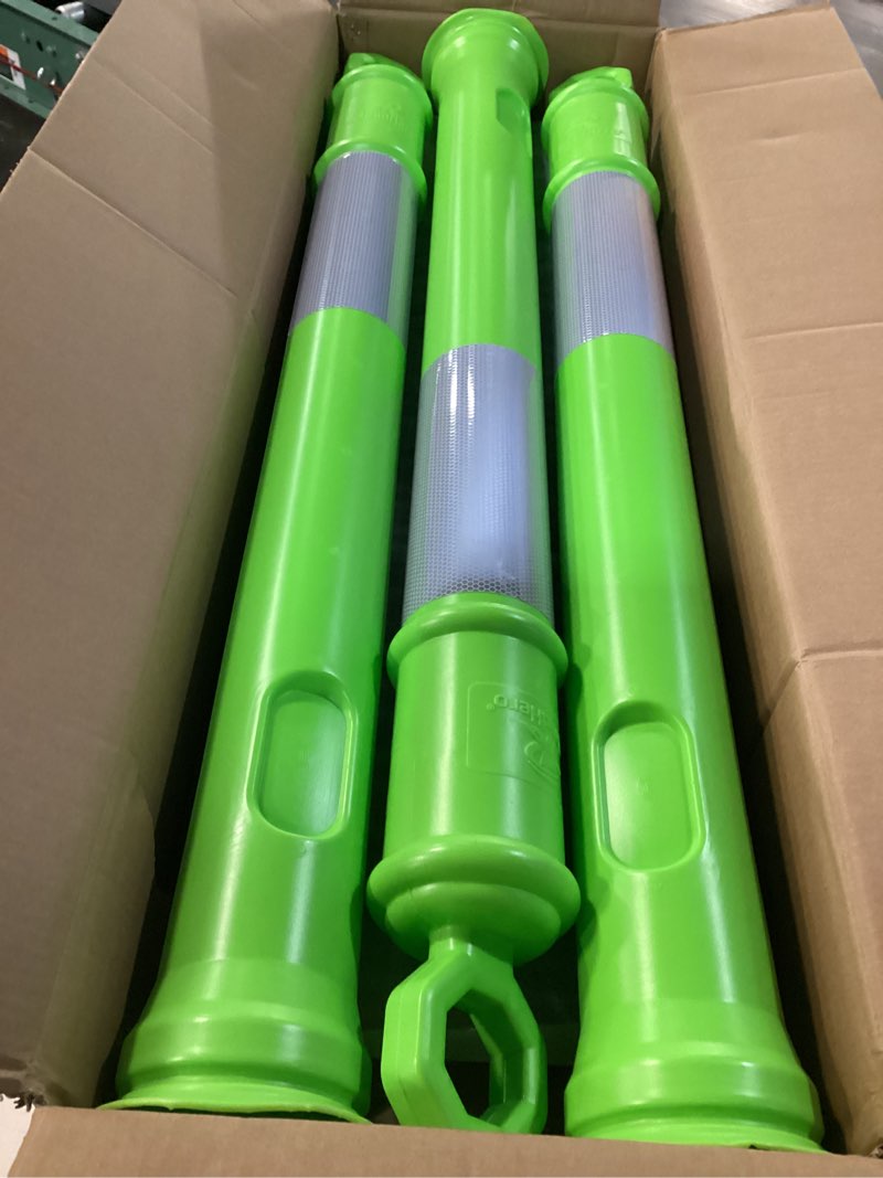 Condition photo showing New/Like New for roadhero 45 inch traffic delineator post cones with base, green, 3 pack | 10 lb traffic post, reflective collars, for parking lots, road safety, construction events 45 inch green 3
