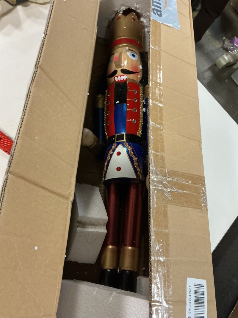 Condition photo showing As Is for AMOR PRESENT Wooden Nutcracker, 36" 2.9Ft Wooden Nutcracker Soldier Figure for Christmas Holiday Decoration