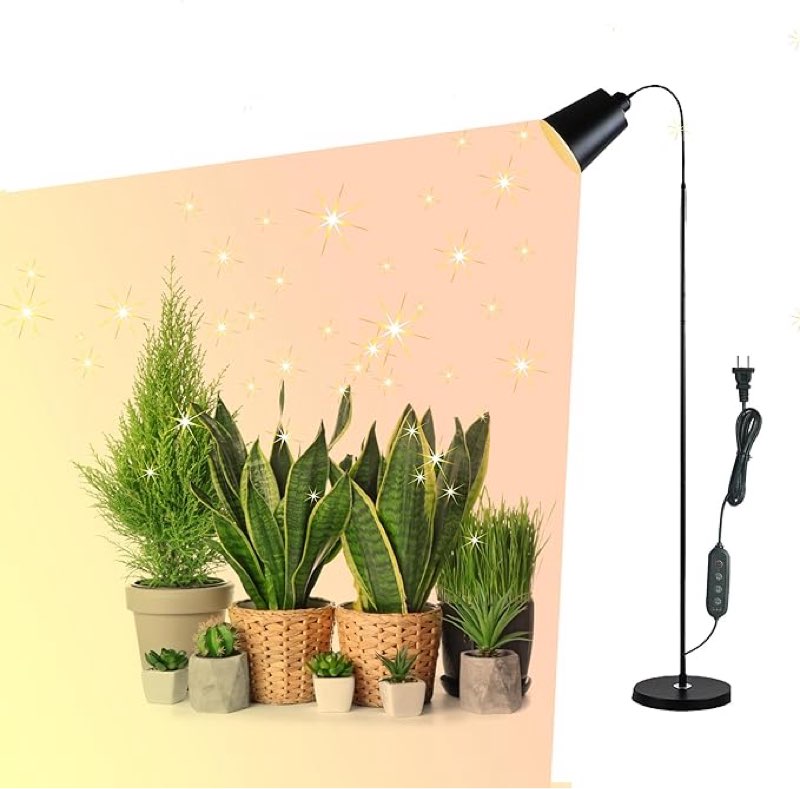 imvsincere grow light floor lamp, full spectrum plant light for indoor plants, 25w led