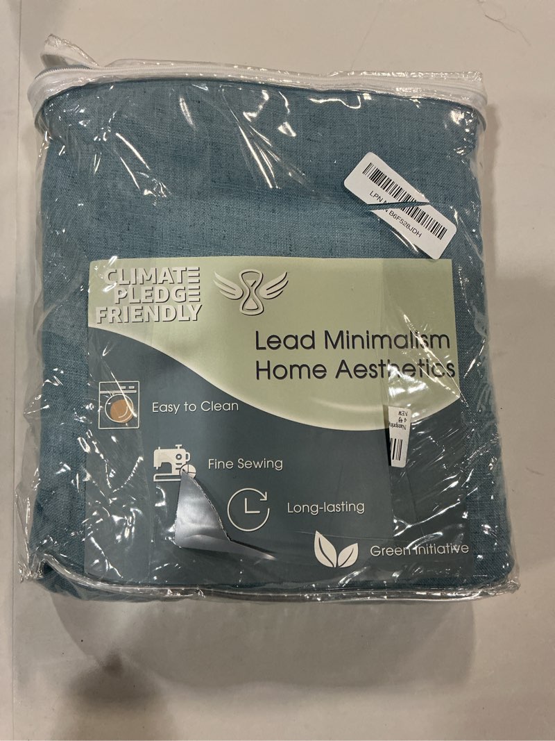 Condition photo showing New/Like New for dusty blue linen curtains 92 inch length 2 panels set for living room back tab rod pocket pinch pleated window curtain drapes neutral rustic farmhouse decor dining room curtain 92 inches long 52"w x 92"l (pack of 2) dusty blue
