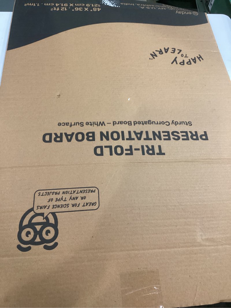 Condition photo showing As Is for White Trifold Presentation Board 36\" x 48\" (Pack of 2) Self-Adhesive Science Subtitles Included - Display Exhibition Board Lightweight and Portable with Smooth Surface - By Emraw 36\" X 48\" 2 (only 1)