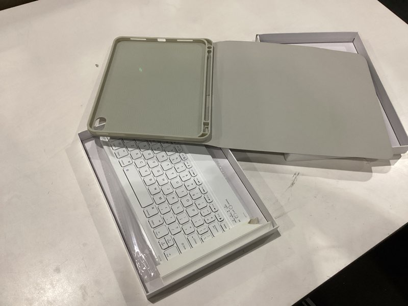Condition photo showing New/Like New for kenke for ipad 11/10th gen case with keyboard 11/10.9 inch 2025 a16/2022, detachable wireless bluetooth keyboard case thin & light with built-in left side pencil holder, white square keycaps (gray) non backlit - white square keycap gray-1