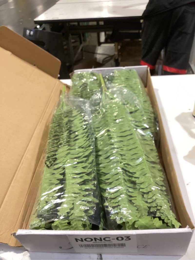 Condition photo showing Good Condition for forest prince 35" fake ferns, 4 large artificial bonston ferns bushes plants with 39 fronds for outdoors garden patio porch entrance low maintain home decor 35" 4 pcs