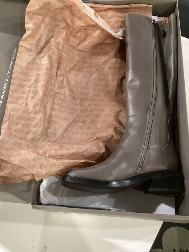 Franco Sarto Womens Bowman Square Toe Wide Calf Knee High Boot 5 Shadow Grey Leather Regular Calf