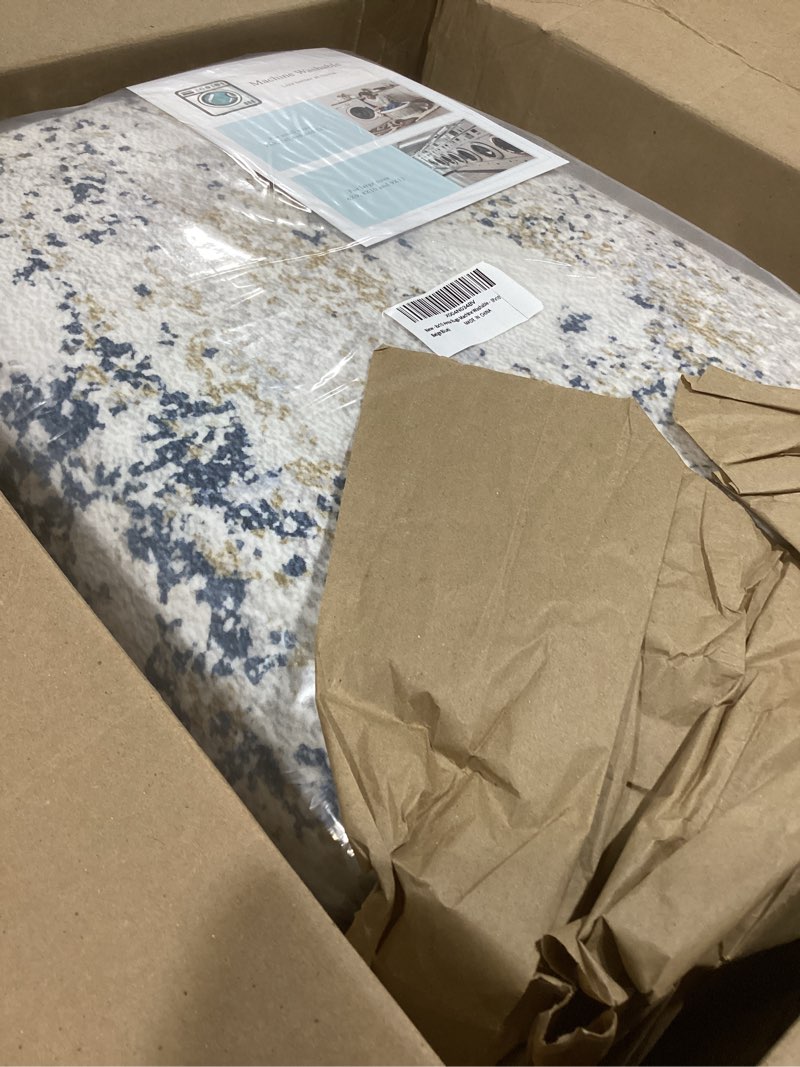 Condition photo showing Good Condition for 8x10 Area Rugs Machine Washable - Modern Abstract Large Rugs for Living Room Soft Anti-Skid Thin Carpet for Bedroom, Under Dining Table, Nursery, Farmhouse,Home Office (8'x10' Beige Blue) 8' x 10' (Rectangular) Beige Blue/Multi