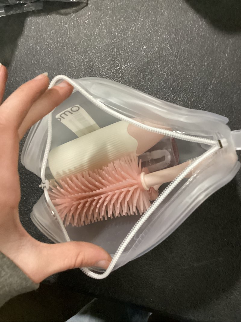 Condition photo showing Good Condition for Momcozy Bottle Brush Kit, Innovative Push-Press Design for Better Cleaning - Baby Bottle Cleaner Brush for Baby Bottle, Breast Pumps, Nipples, and More - Can Generate Foam for Better Cleaning, Pink Press Bubble Style Pink