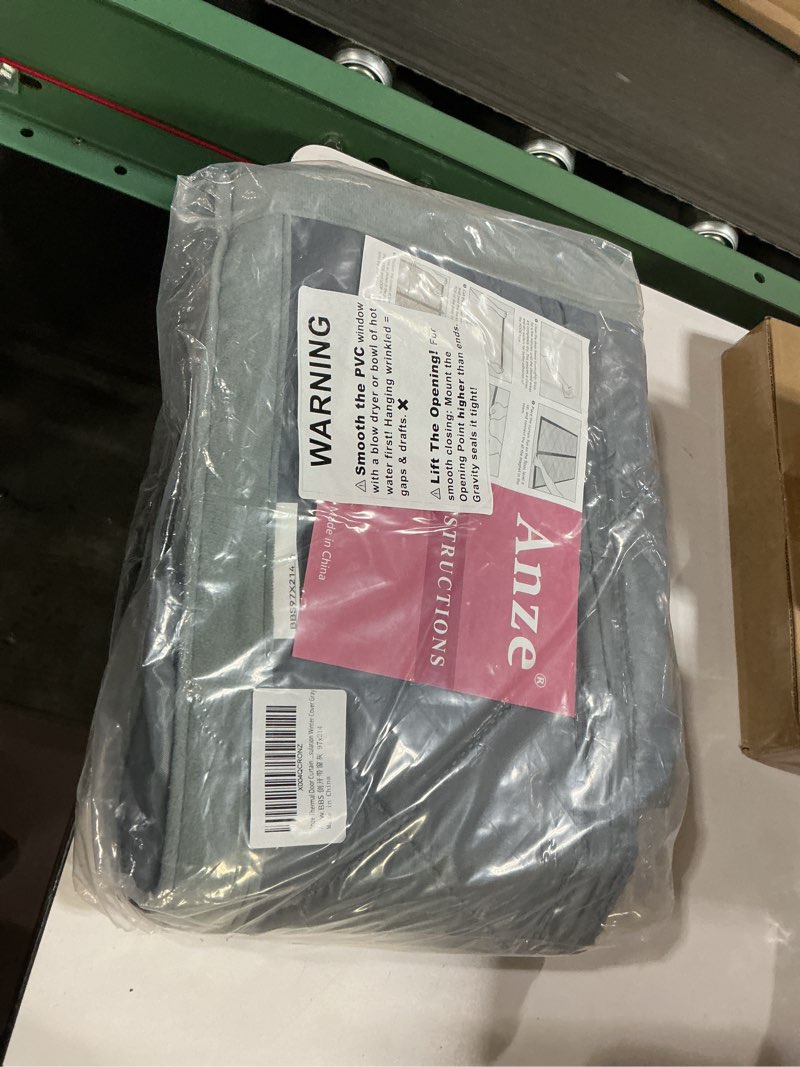 Condition photo showing New/Like New for Magnetic Thermal Insulated Door Curtain, 34 x 82 Inch Winter Door Cover Curtain Size 38 x 84 Waterproof Thick Insulation Blanket with Visible Window Side Opening Gray Gray W Fit Door Size 34x82