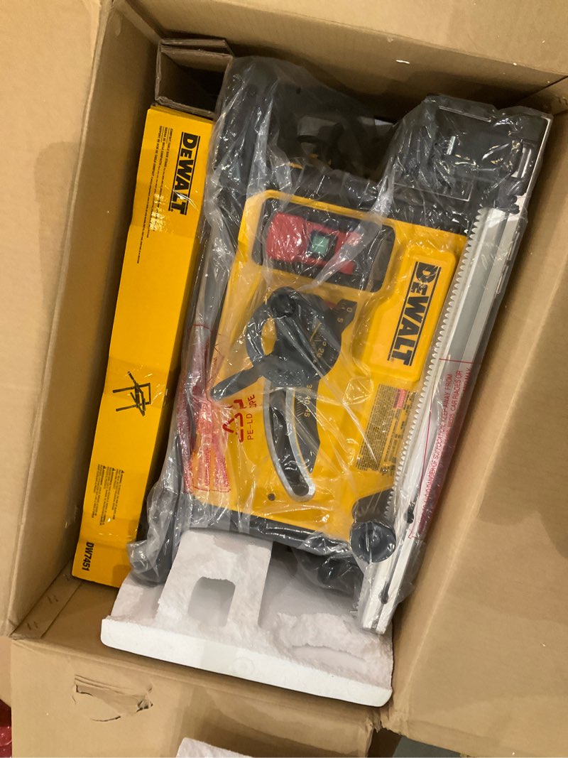 Condition photo showing As Is for DEWALT Portable Table Saw with Stand, 8-1/4 inch, up to 48-Degree Angle Cuts (DWE7485WS)